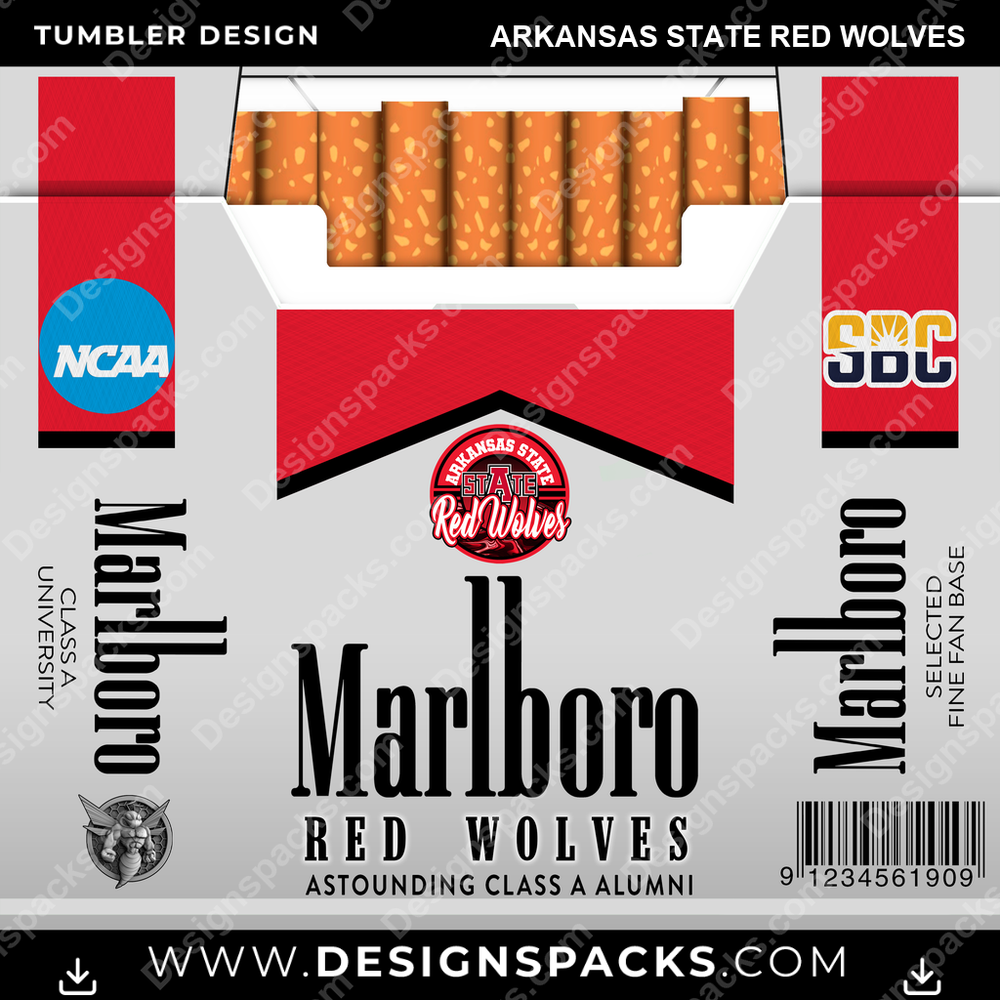 College Sport Marlboro Arkansas State Red Wolves NCAA College Sport Tumbler Digital Wrap Design Download