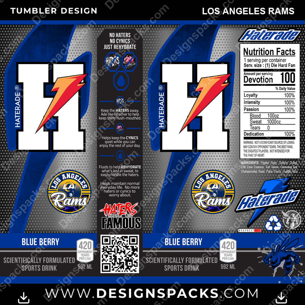 Football Haterade Los Angeles Rams Tumbler Digital Wrap Design