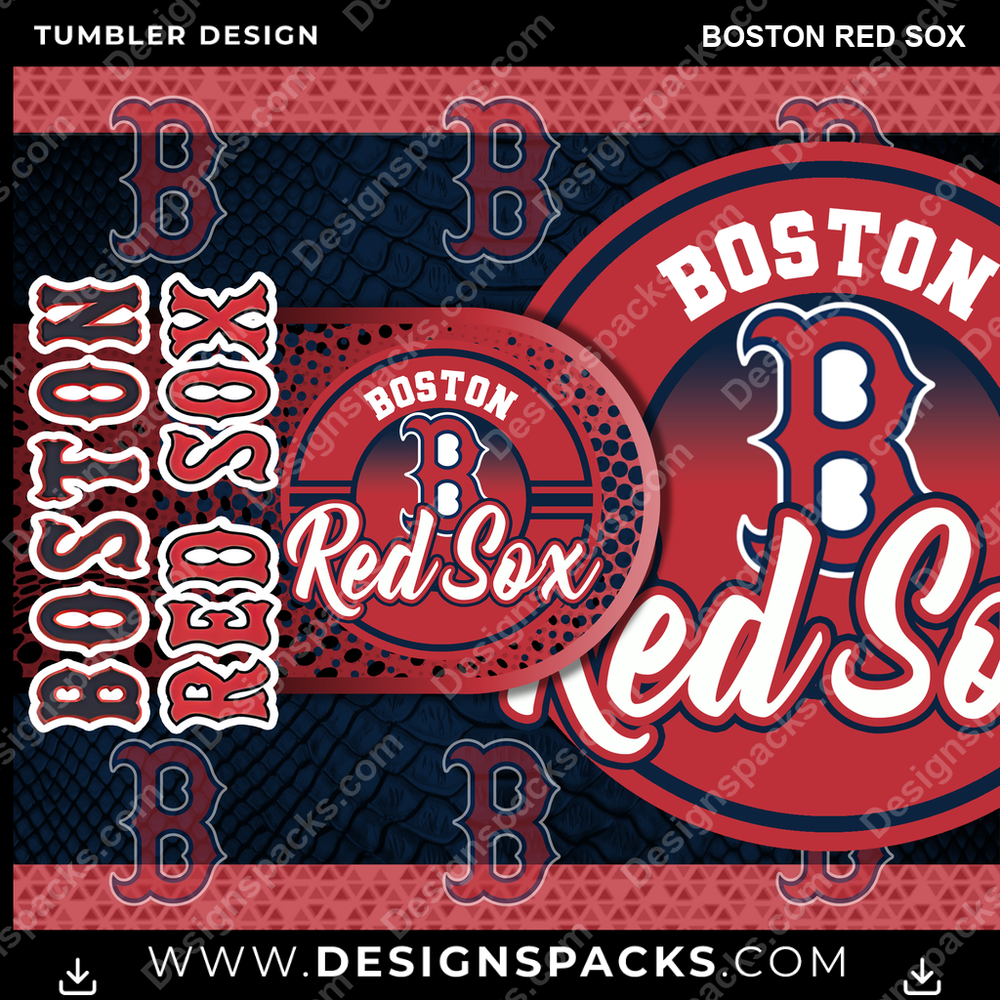 Baseball Hyper Boston Red Sox Tumbler Digital Wrap Design
