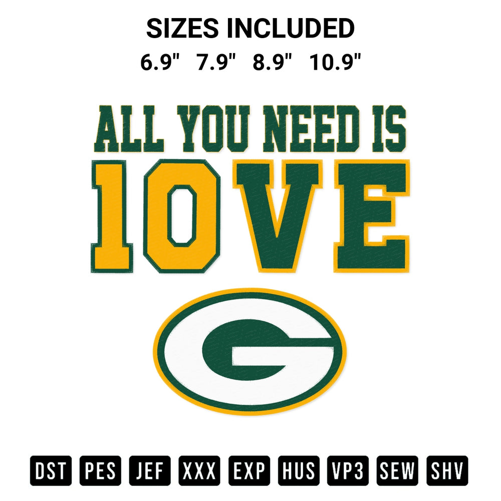 Add a unique touch to your apparel with the Jordan Love Green Bay Packers Embroidery Design embroidery file. Premium instant download available now on Designspacks.com. Available sizes: 6.9", 7.9", 8.9", 10.9".