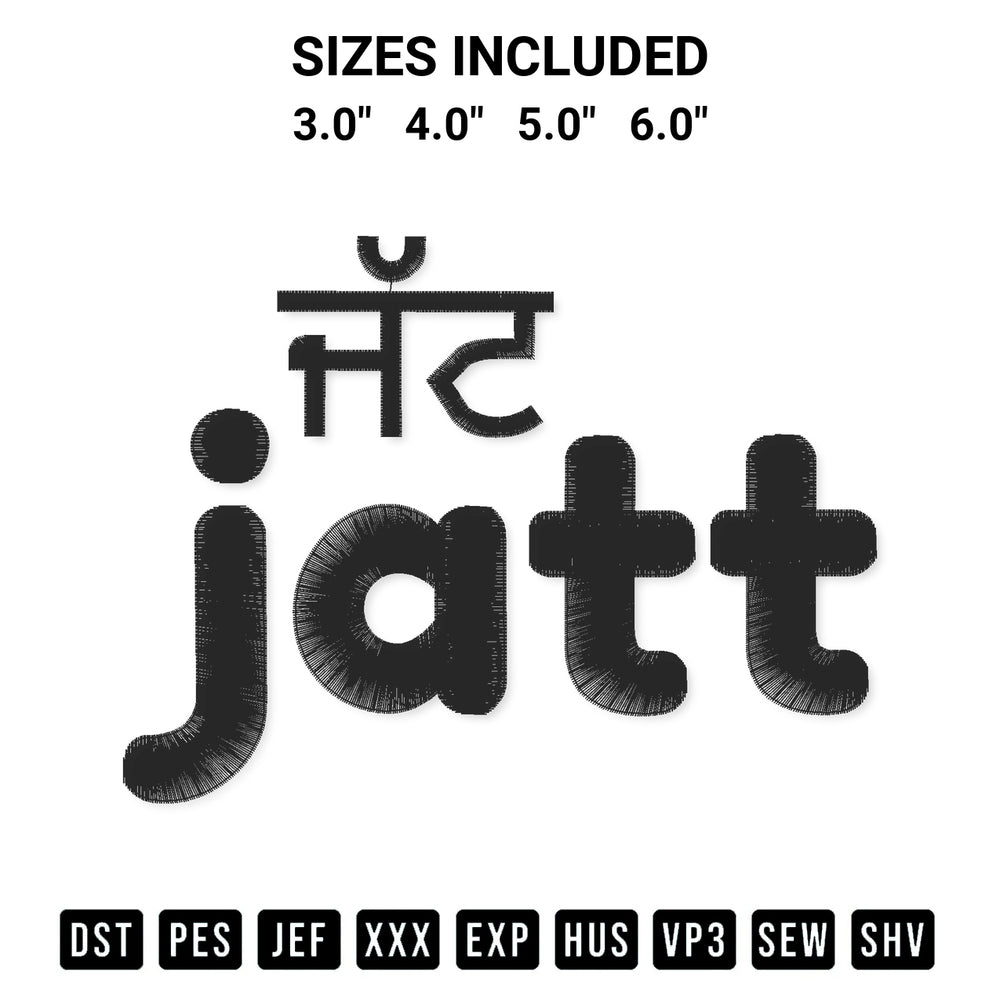 Shop the Jatt Embroidery Design machine embroidery pattern at Designspacks.com. Beautifully digitized for flawless stitching on any fabric. Available sizes: 3.0", 4.0", 5.0", 6.0".