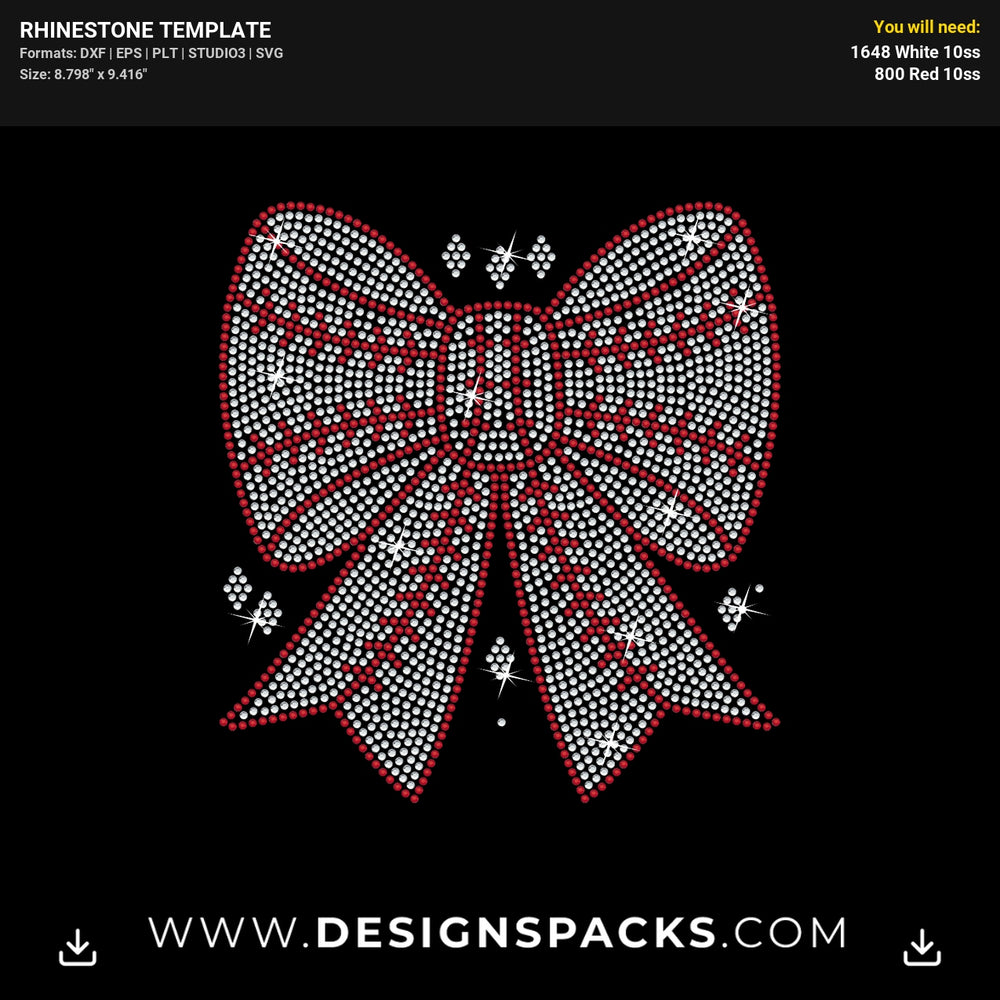Baseball Bow Rhinestone Digital Template