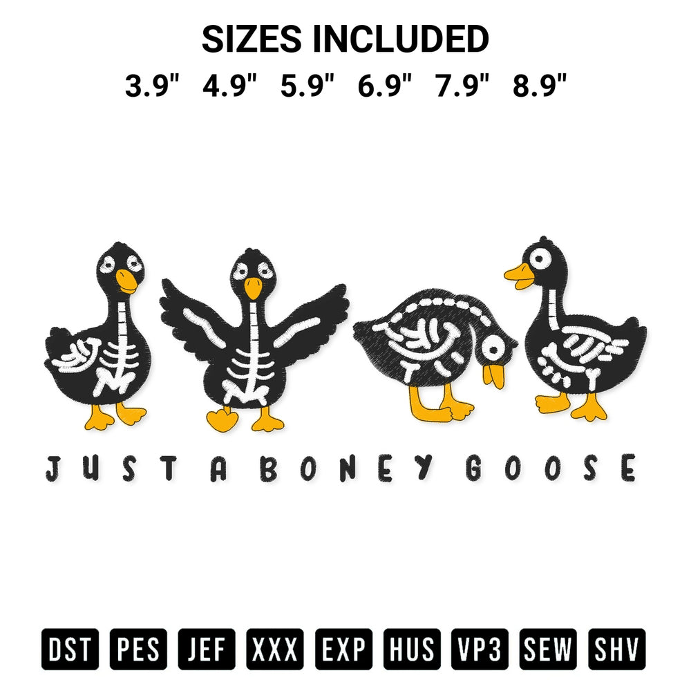 Add a unique touch to your apparel with the Just Aboney Goose Embroidery Design embroidery file. Premium instant download available now on Designspacks.com. Available sizes: 3.9", 4.9", 5.9", 6.9", 7.9", 8.9".