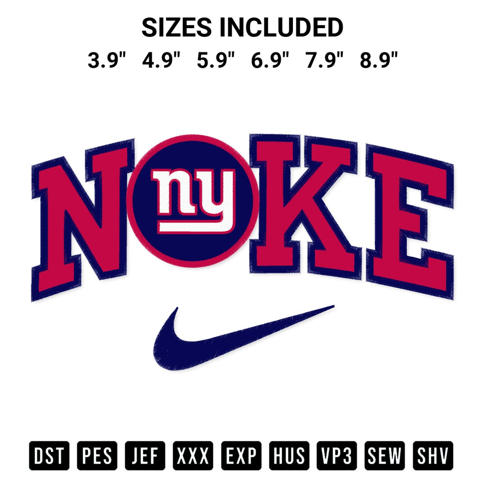 Stitch like a pro with the New York Giants X Nike Embroidery Design embroidery pattern from Designspacks.com. High-quality digital machine embroidery file. Available sizes: 3.9", 4.9", 5.9", 6.9", 7.9", 8.9".