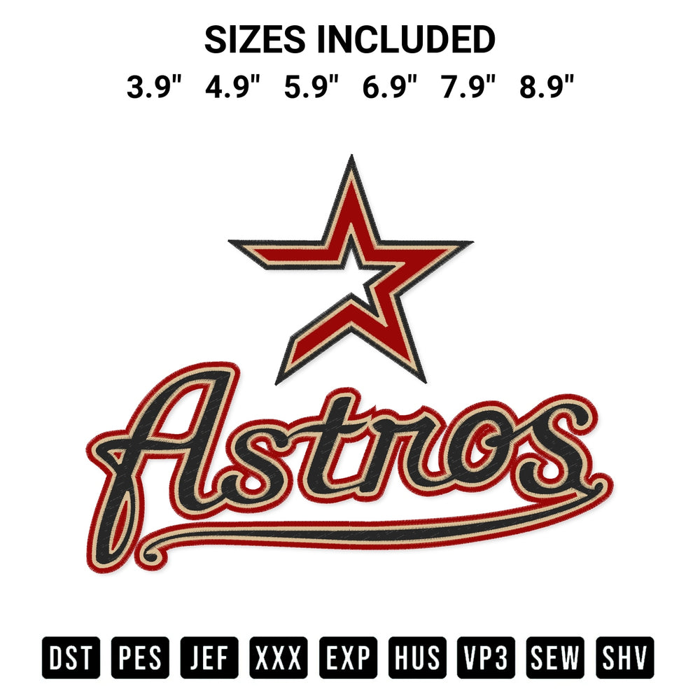 Add a unique touch to your apparel with the Houston Astros Star Embroidery Design embroidery file. Premium instant download available now on Designspacks.com. Available sizes: 3.9", 4.9", 5.9", 6.9", 7.9", 8.9".