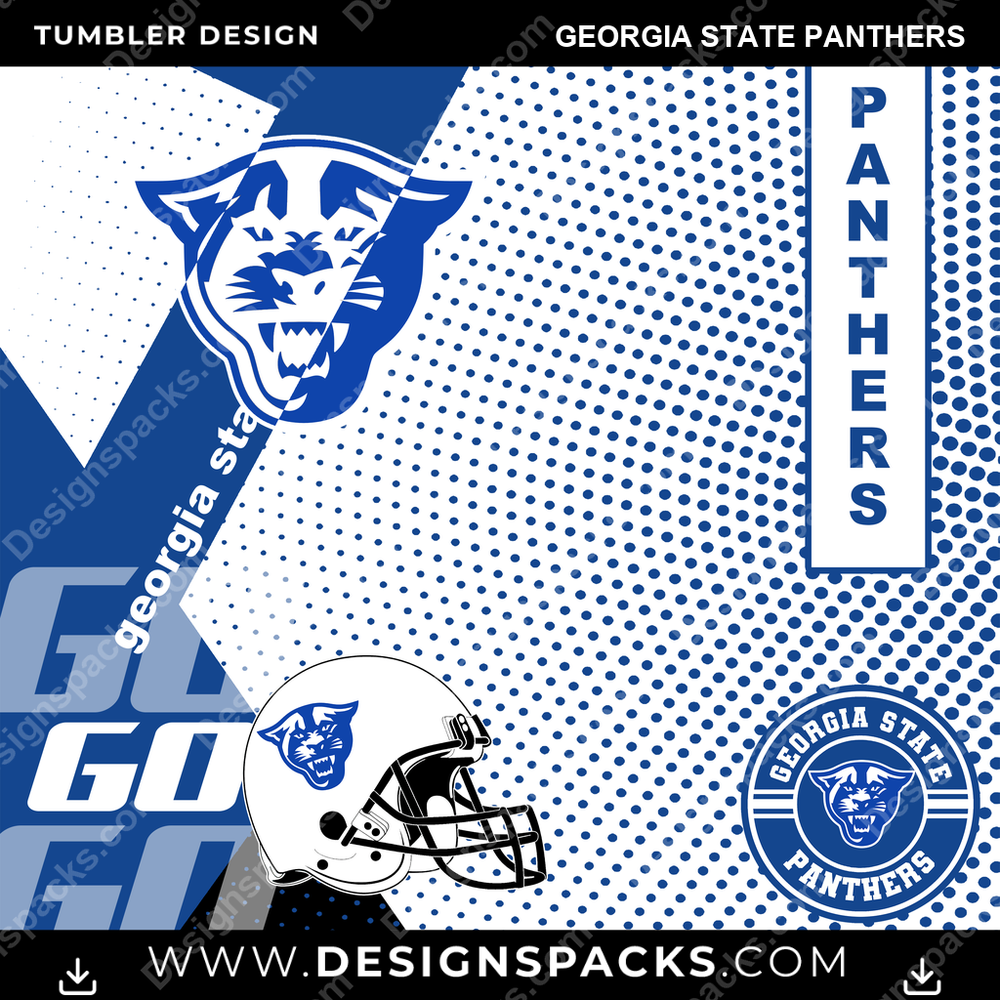 College Sport GO Georgia State Panthers NCAA College Sport Tumbler Digital Wrap Design Download