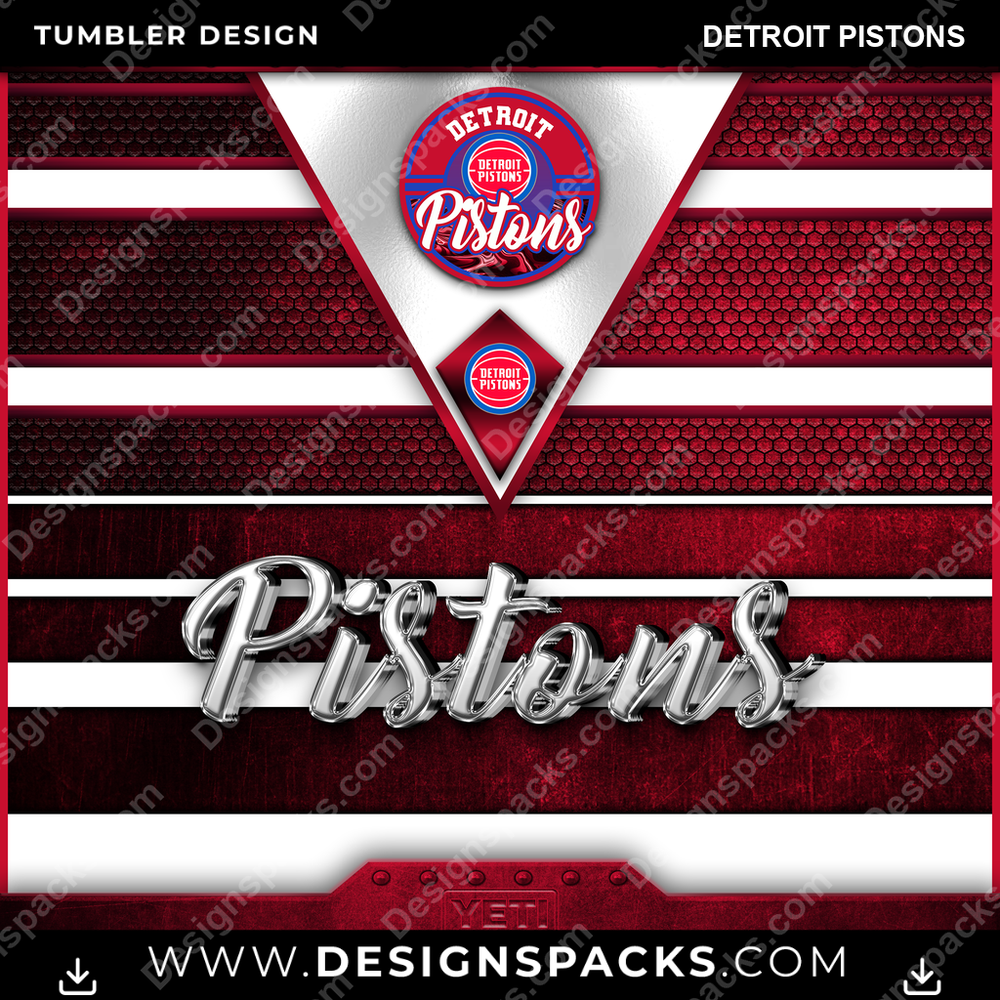 Basketball YETI Detroit Pistons NBA Basketball Tumbler Digital Wrap Design Download