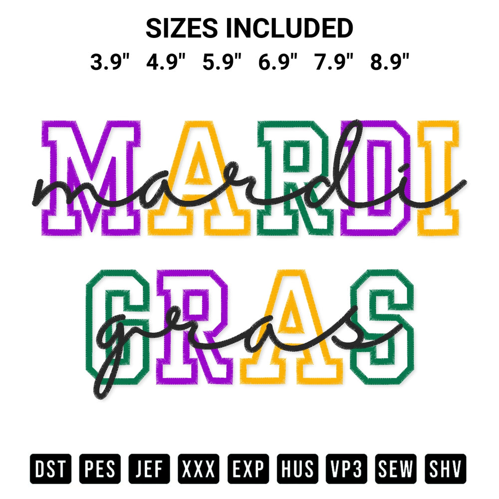 Elevate your next project with our Mardi Gras Carnival Embroidery Print Embroidery Design embroidery file. Shop high-quality digital patterns instantly at Designspacks.com. Available sizes: 3.9", 4.9", 5.9", 6.9", 7.9", 8.9".