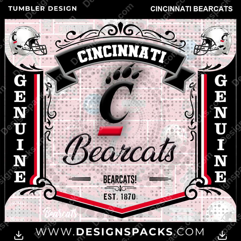 College Sport Bud Cincinnati Bearcats Tumbler Digital Wrap Design