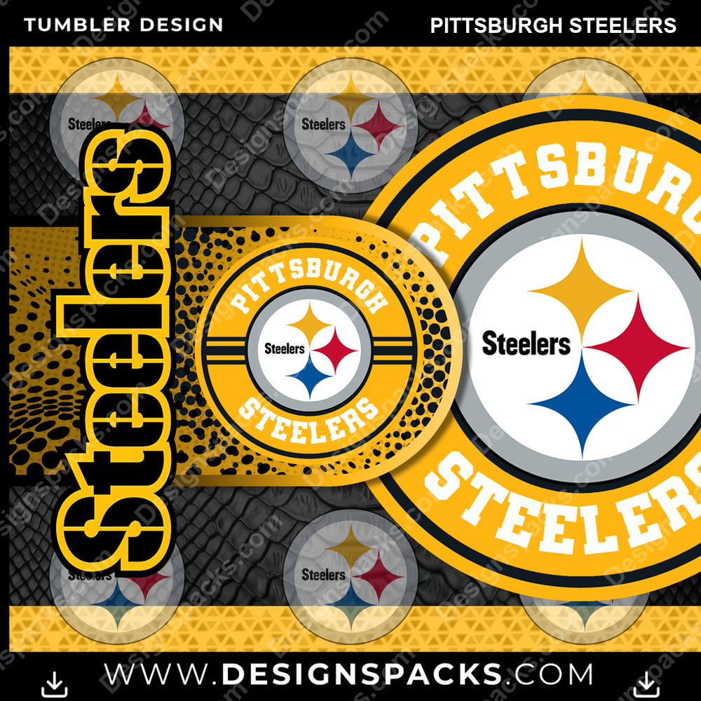 Football Hyper Pittsburgh Steelers Tumbler Digital Wrap Design
