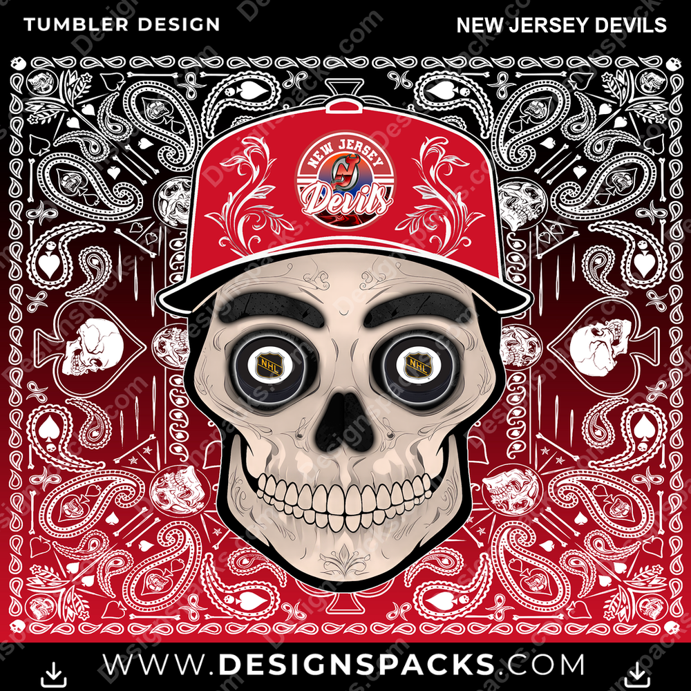 Ice Hockey Skull Handkerchief New Jersey Devils Tumbler Digital Wrap Design