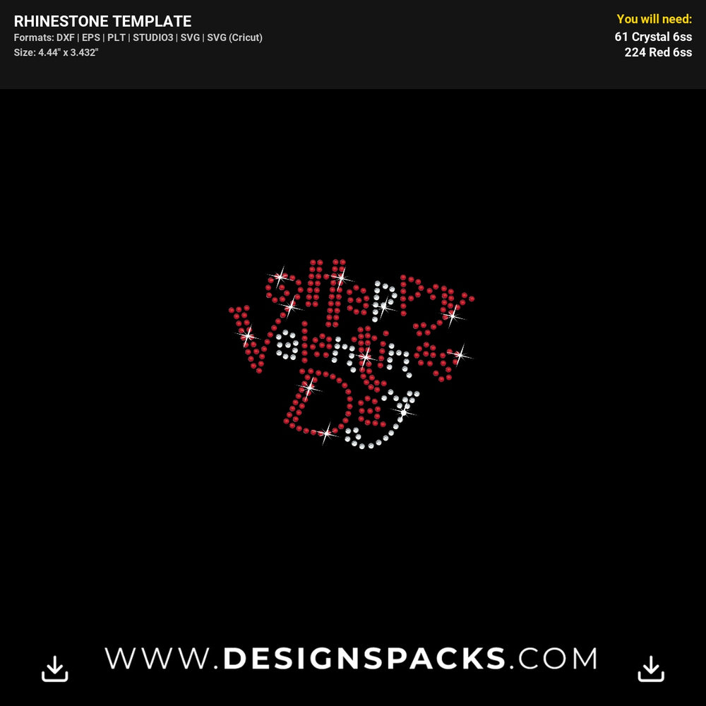 Happy Valentines Day Heart Rhinestone Digital Template