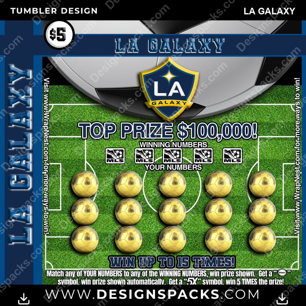 US Soccer Lottery Ticket LA Galaxy Tumbler Digital Wrap Design