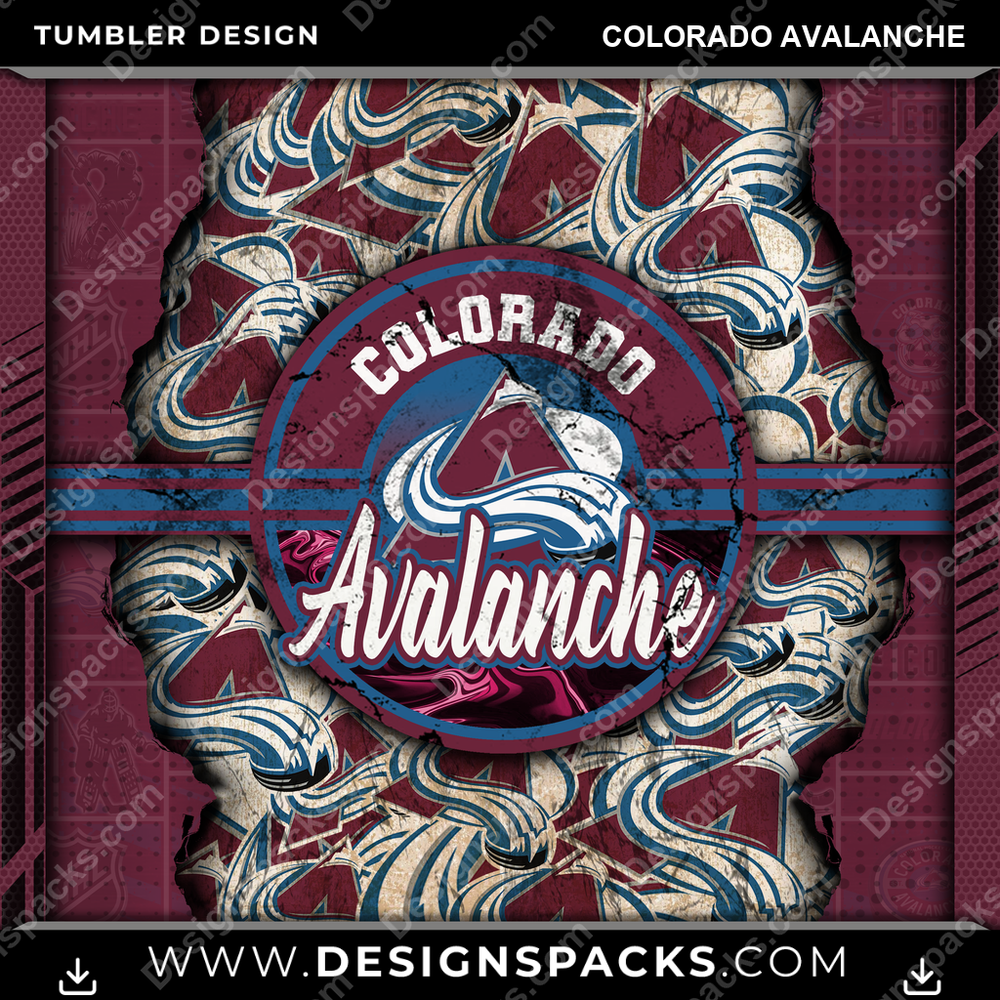 Hockey Ripped Colorado Avalanche Tumbler Digital Wrap Design