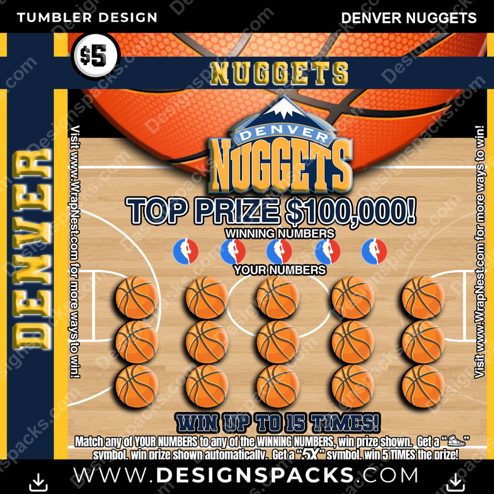 Basketball Lottery Ticket Denver Nuggets Tumbler Digital Wrap Design