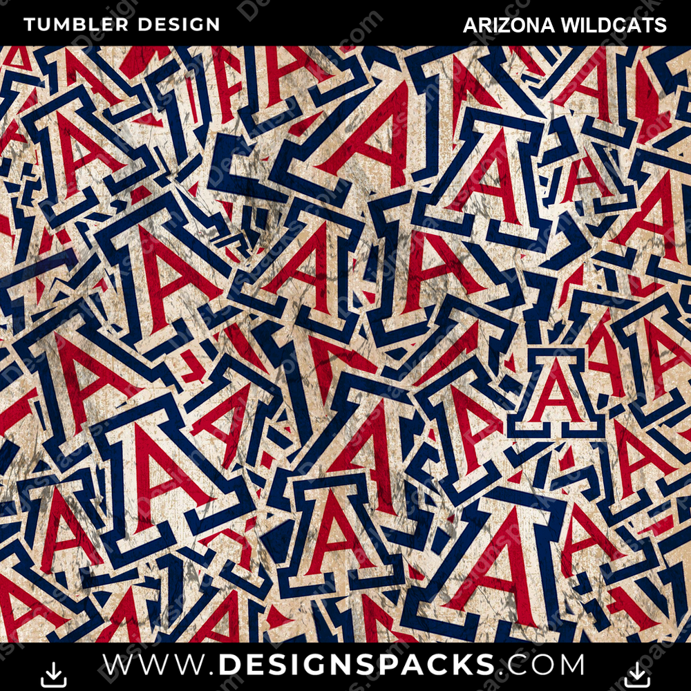 College Sport Logo BG Arizona Wildcats Tumbler Digital Wrap Design