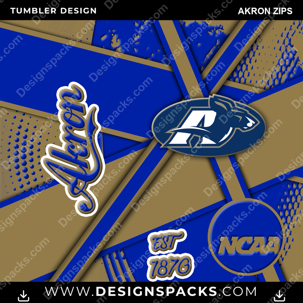 College Sport Team Sport Akron Zips NCAA College Sport Tumbler Digital Wrap Design Download