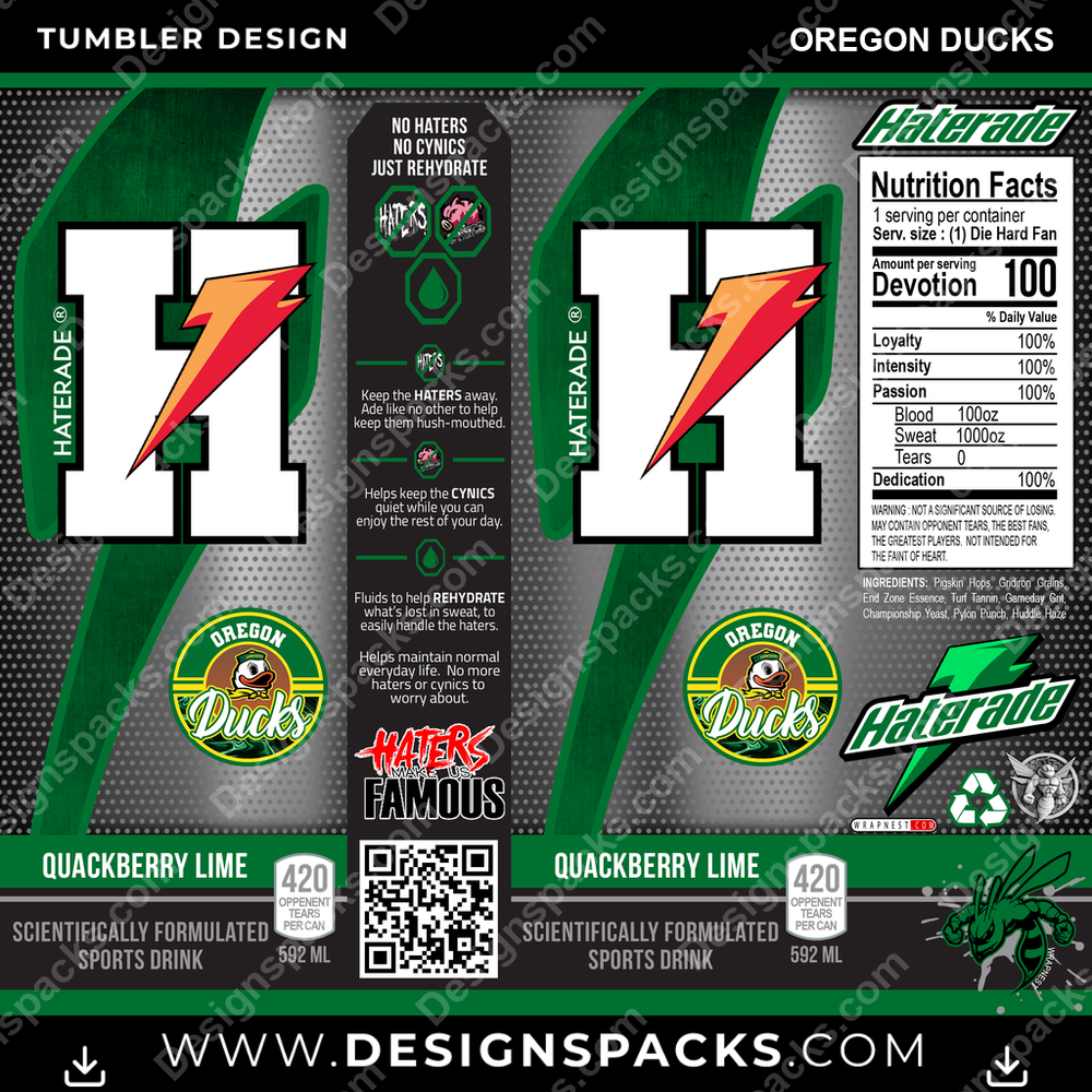 College Sport Haterade Oregon Ducks Tumbler Digital Wrap Design