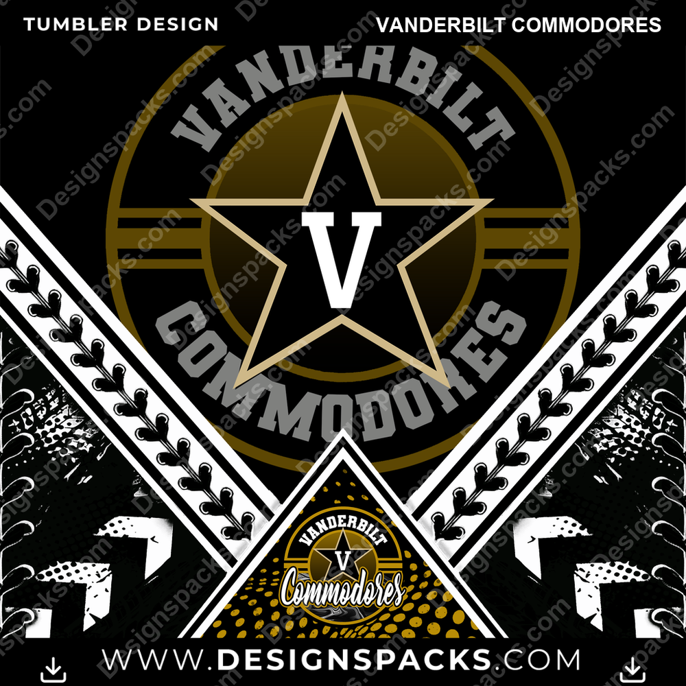 College Sport Diamond Vanderbilt Commodores Tumbler Digital Wrap Design