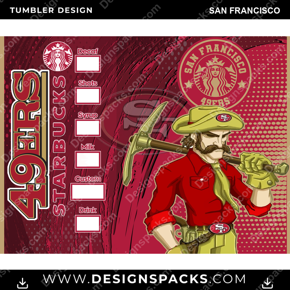 Football Starbucks San Francisco NFL Football Tumbler Digital Wrap Design Download