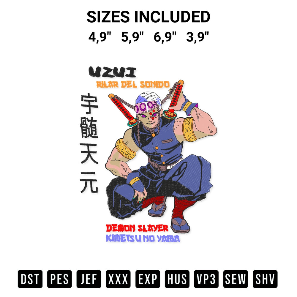 Download the Uzui Tengen Demon Slayer Kimetsu No Yaiba Logo Embroidery Design machine embroidery design exclusively at Designspacks.com. Premium digitized pattern for apparel and DIY crafts. Available sizes: 4,9", 5,9", 6,9", 3,9".