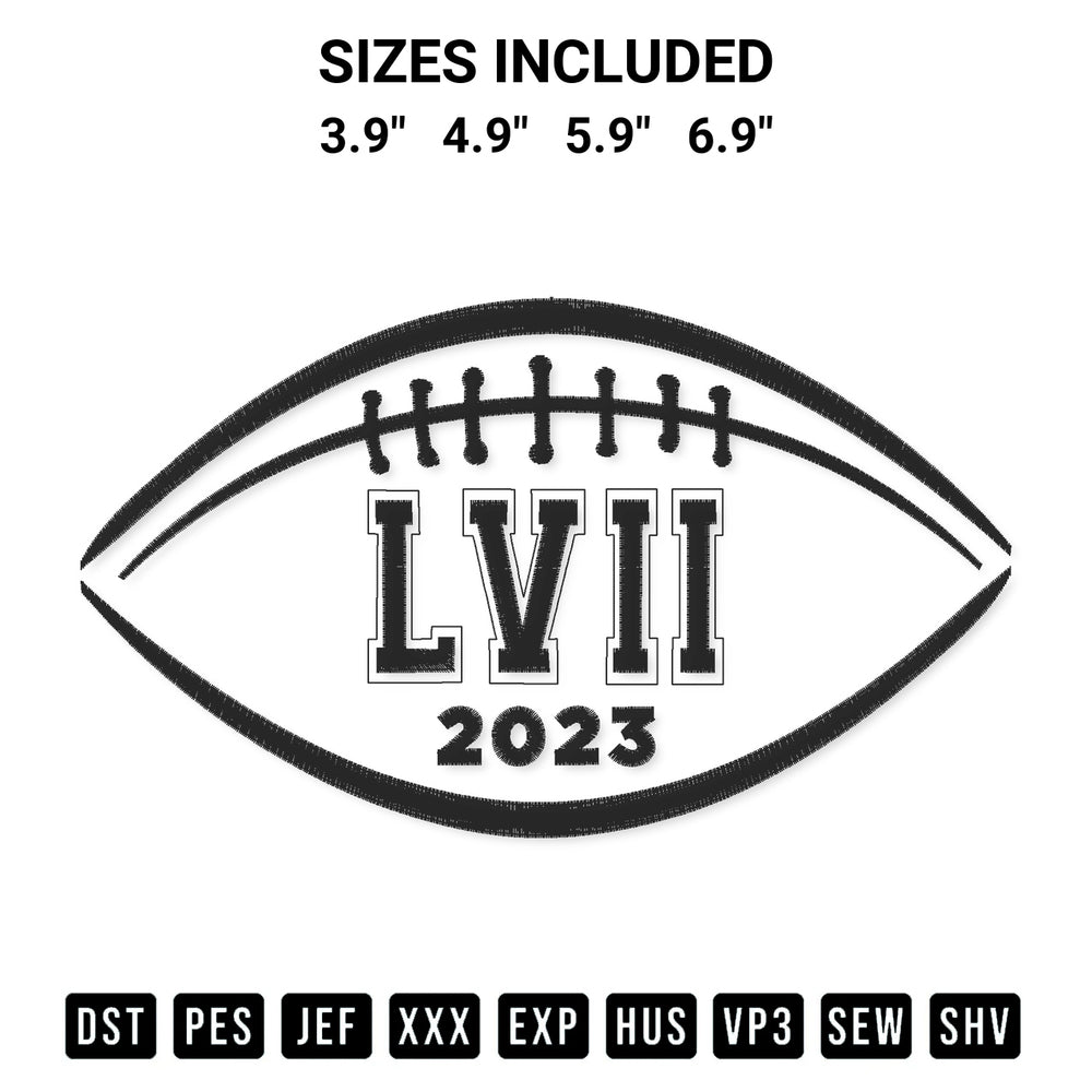 Shop the 57Th Super Bowl Embroidery Design machine embroidery pattern at Designspacks.com. Beautifully digitized for flawless stitching on any fabric. Available sizes: 3.9", 4.9", 5.9", 6.9".
