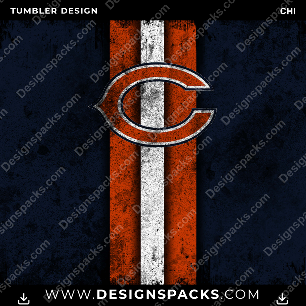 Football Grunge Style CHI Tumbler Digital Wrap Design