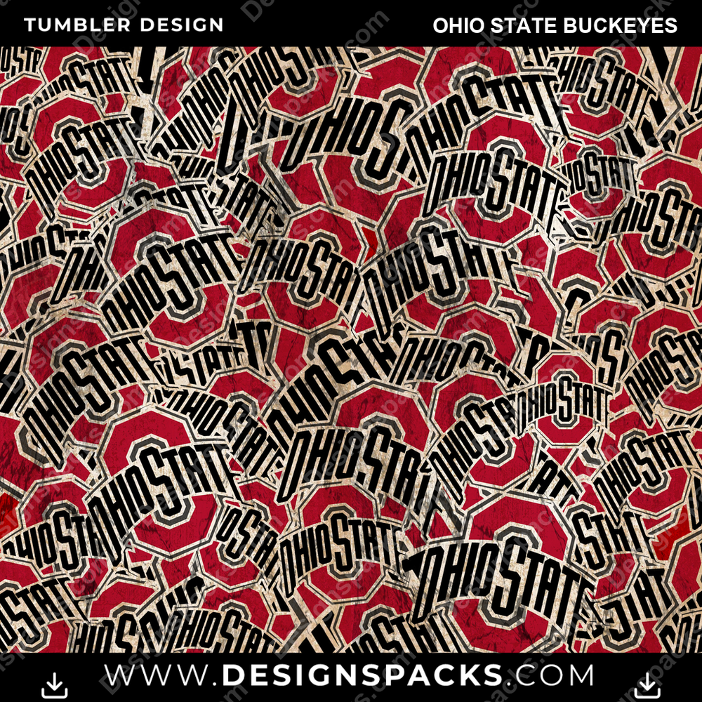 College Sport Logo BG Ohio State Buckeyes NCAA College Sport Tumbler Digital Wrap Design Download