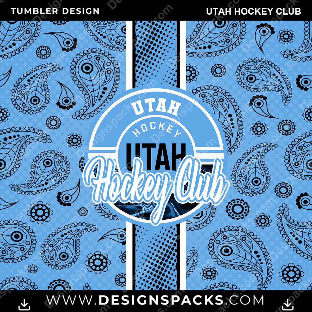 Hockey Handkerchief Utah Club NHL Hockey Tumbler Digital Wrap Design Download