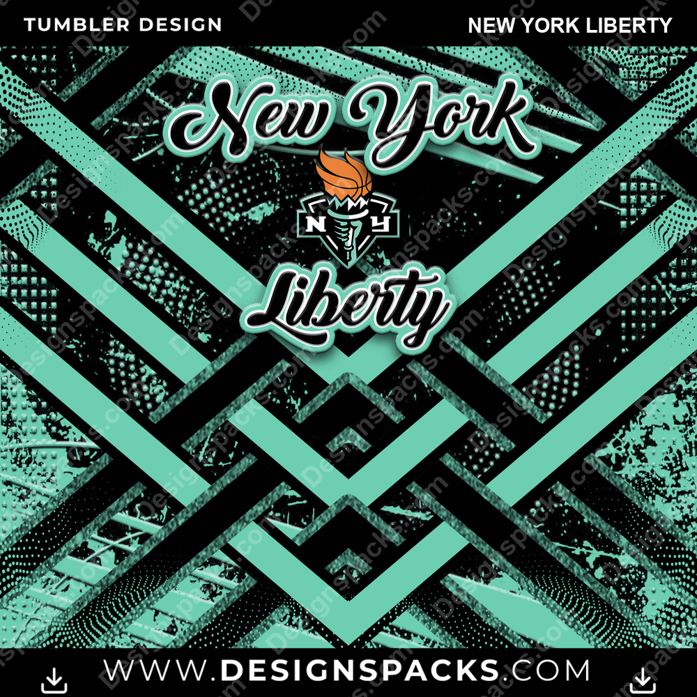 Basketball Glitter Stripe New York Liberty Tumbler Digital Wrap Design