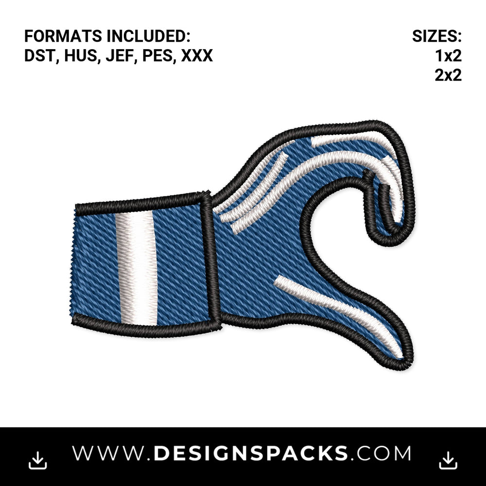 Blue Half Heart Football Glove Embroidery Design - Instant digital download pattern at Designspacks.com