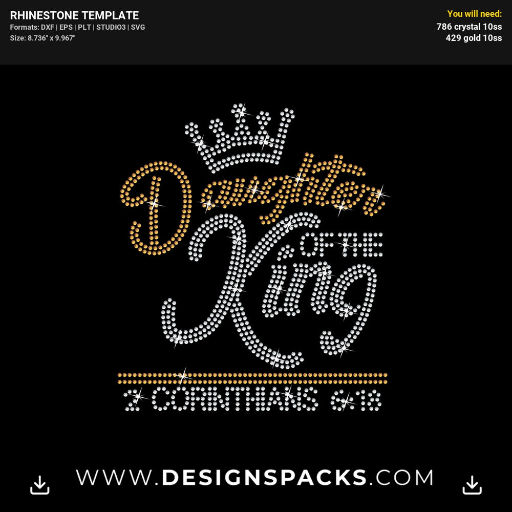Daughter Of The King Update Rhinestone Digital Template