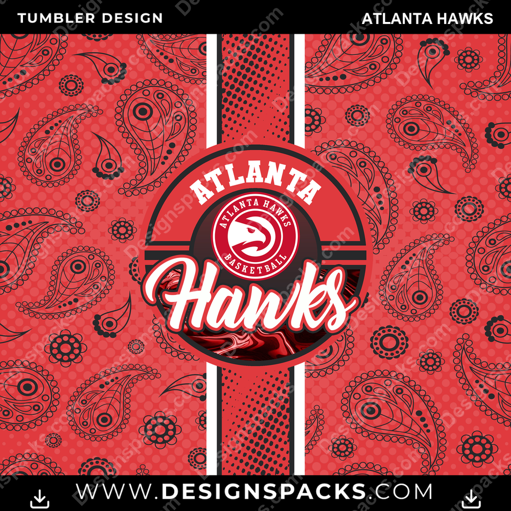 Basketball Handkerchief Atlanta Hawks Tumbler Digital Wrap Design
