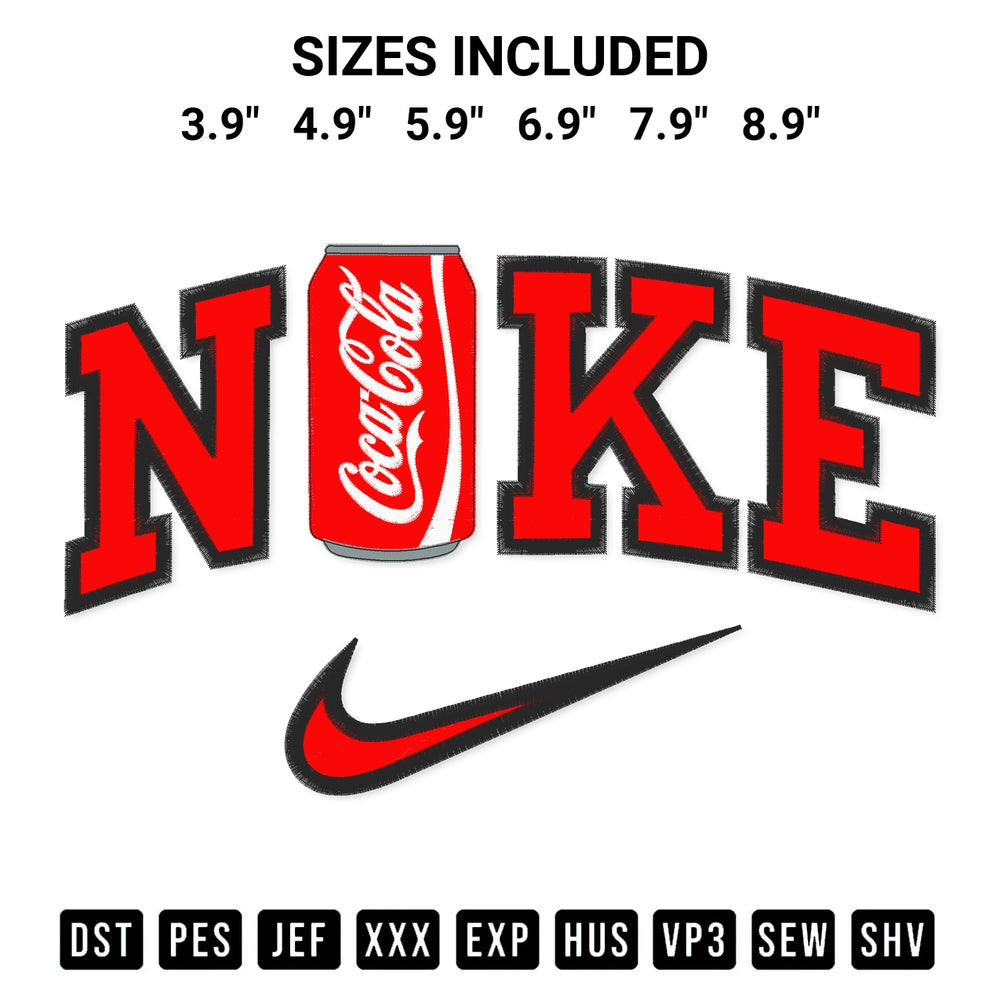 Get the Coca Cola X Nike Embroidery Design embroidery design for your custom crafts! Premium digitized files available for instant download at Designspacks.com. Available sizes: 3.9", 4.9", 5.9", 6.9", 7.9", 8.9".