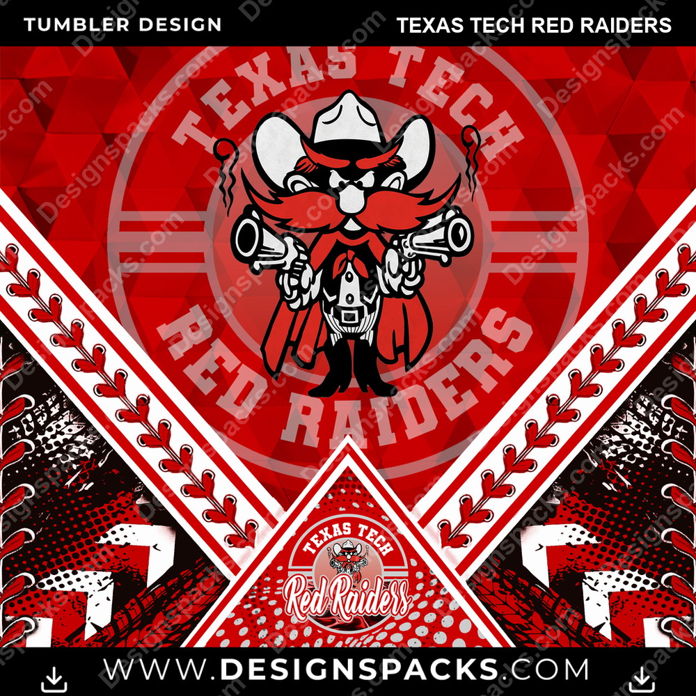 College Sport Diamond Texas Tech Red Raiders Tumbler Digital Wrap Design