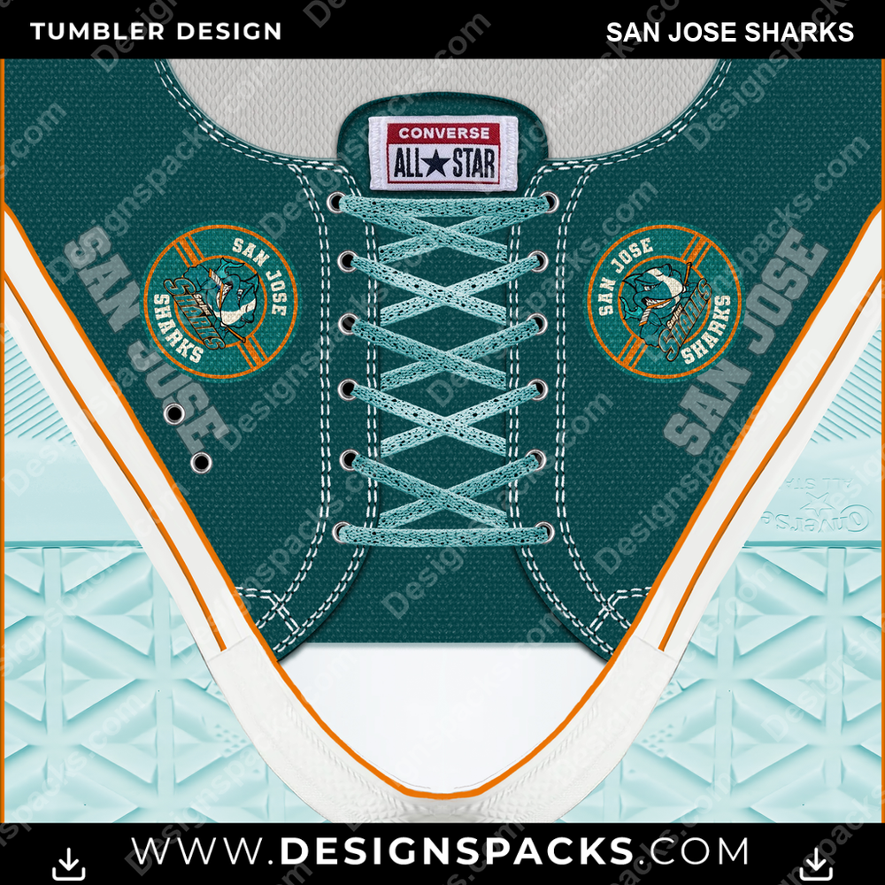 Ice Hockey Converse San Jose Sharks NHL Hockey Tumbler Digital Wrap Design Download