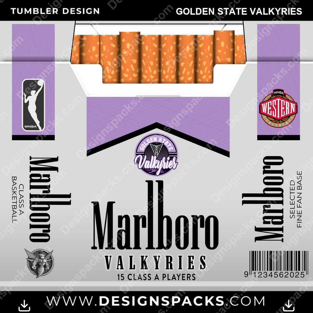 Basketball Marlboro Golden State Valkyries Tumbler Digital Wrap Design