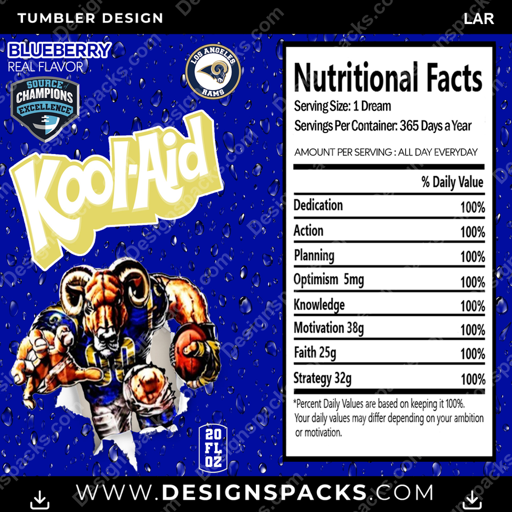 Football Kool-Aid LAR Tumbler Digital Wrap Design