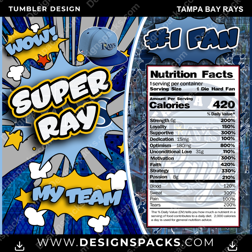 Baseball Super Team Tampa Bay Rays Tumbler Digital Wrap Design