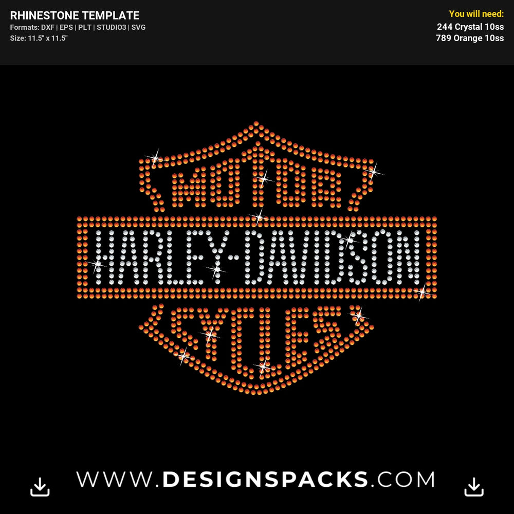 Motor Harley Davidson Cycles Rhinestone Digital Template