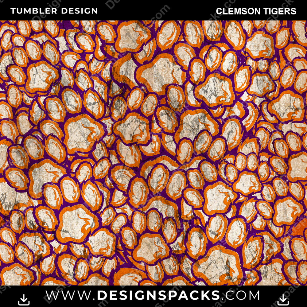 College Sport Logo BG Clemson Tigers NCAA College Sport Tumbler Digital Wrap Design Download