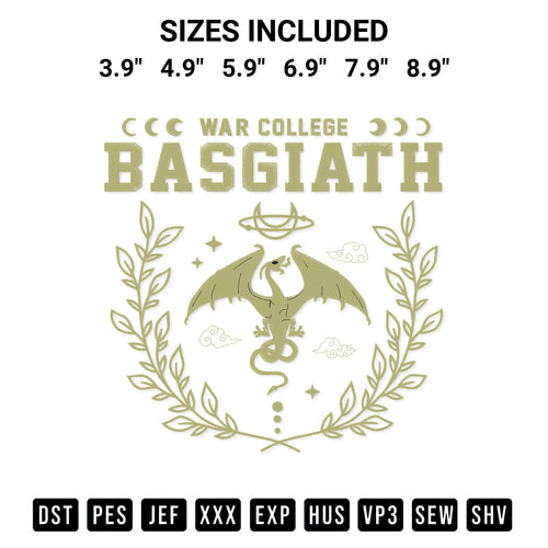 Elevate your next project with our Basgiath War College Fourth Wing Embroidery Design embroidery file. Shop high-quality digital patterns instantly at Designspacks.com. Available sizes: 3.9