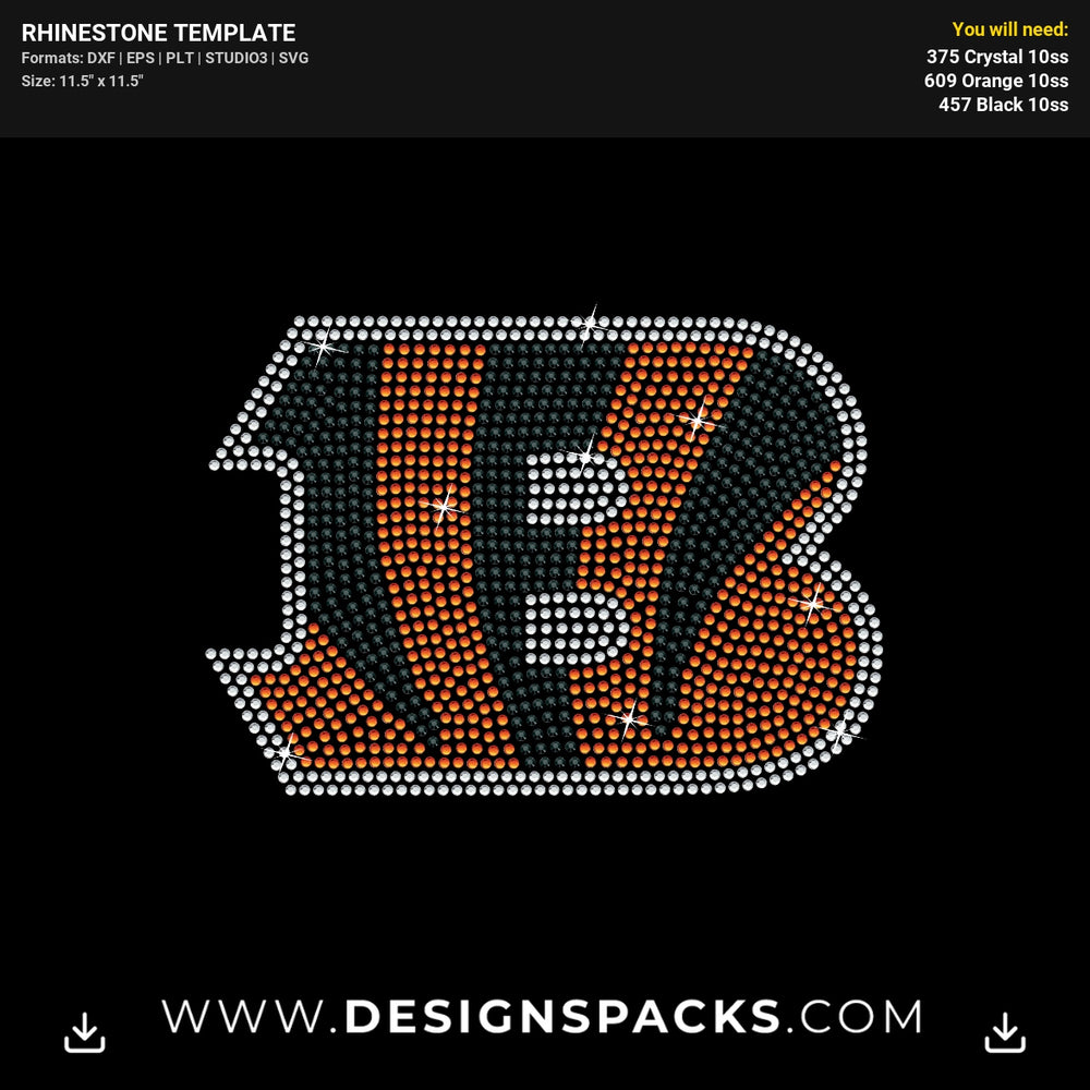 Logo Cincinnati Bengals B Rhinestone Digital Template