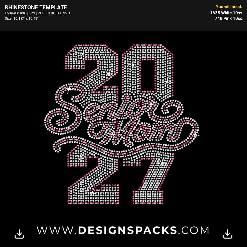 Senior Mom 2027 Rhinestone Digital Template