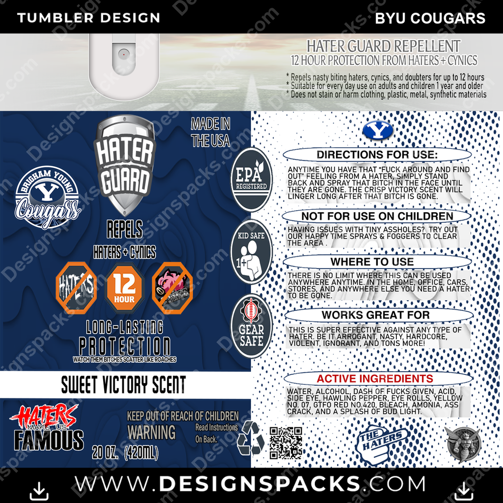 College Sport Hater Guard BYU Cougars NCAA College Sport Tumbler Digital Wrap Design Download