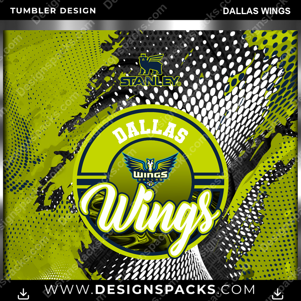 Basketball Stanley Dallas Wings Tumbler Digital Wrap Design