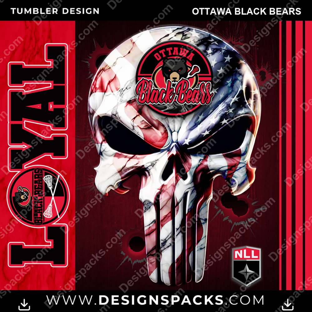 Lacrosse Loyal Ottawa Black Bears Tumbler Digital Wrap Design