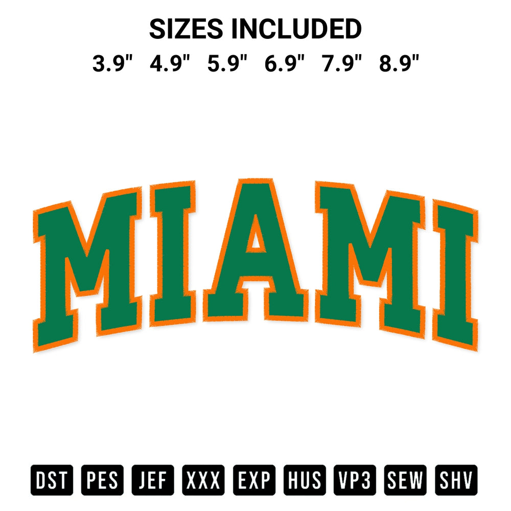Download the Miami Florida Fl Embroidery Design machine embroidery design exclusively at Designspacks.com. Premium digitized pattern for apparel and DIY crafts. Available sizes: 3.9", 4.9", 5.9", 6.9", 7.9", 8.9".