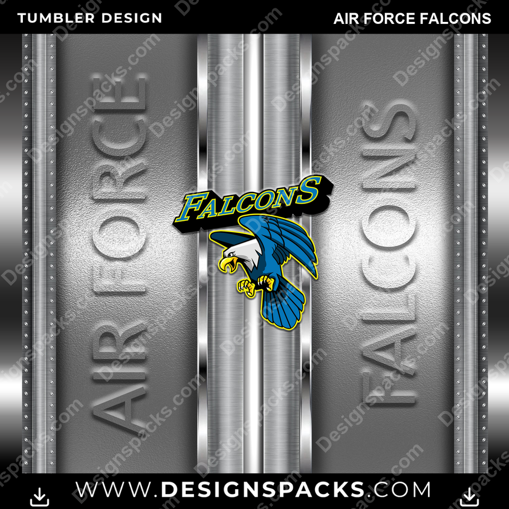 College Sport Metallic Air Force Falcons Tumbler Digital Wrap Design