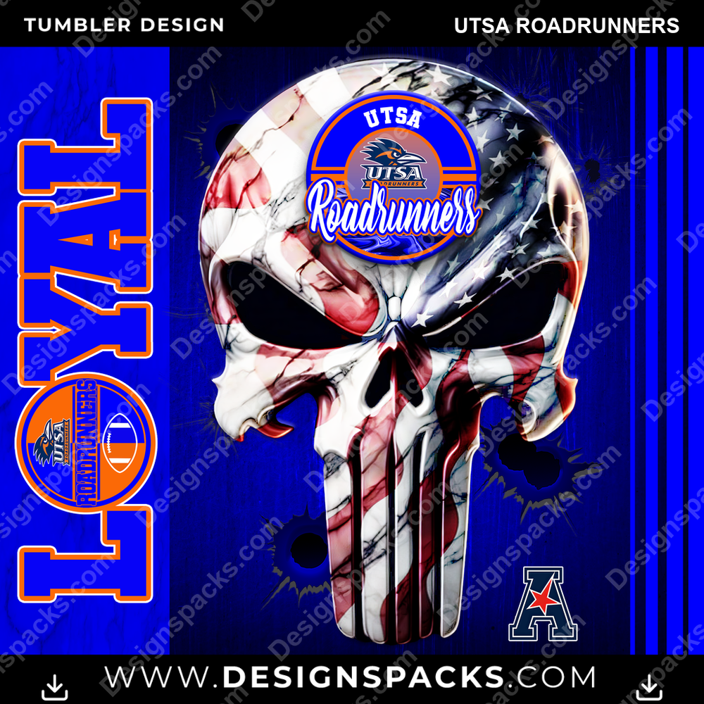 College Sport Loyal UTSA Roadrunners Tumbler Digital Wrap Design